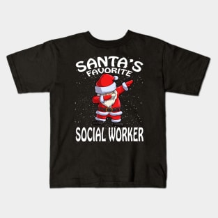 Santas Favorite Social Worker Christmas Kids T-Shirt